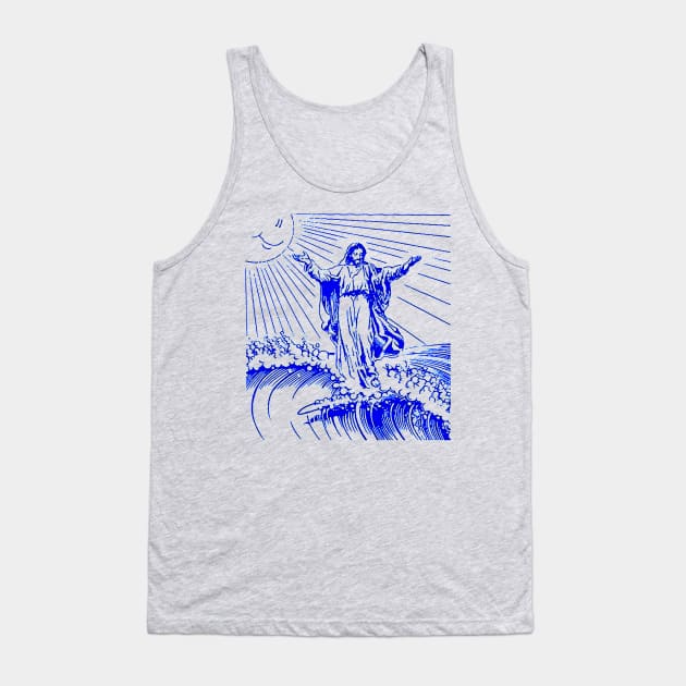 Surfing Jesus Tank Top by paintkiller617